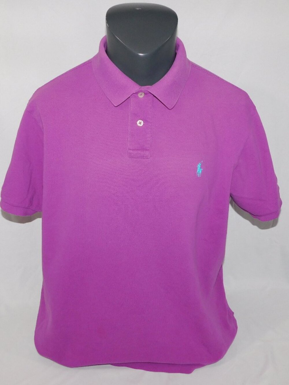 Polo Ralph Lauren Custom Fit Purple Blue Pony Piquet Polo Shirt Mens 2XL / XXL